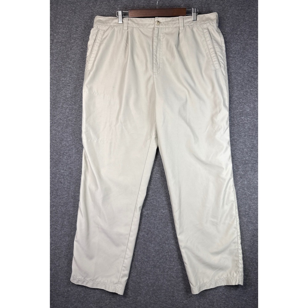 Columbia Sportswear XCO‎ Khaki Pleated Casual Pants Mens 38 x 32 Poly Zip Pocket